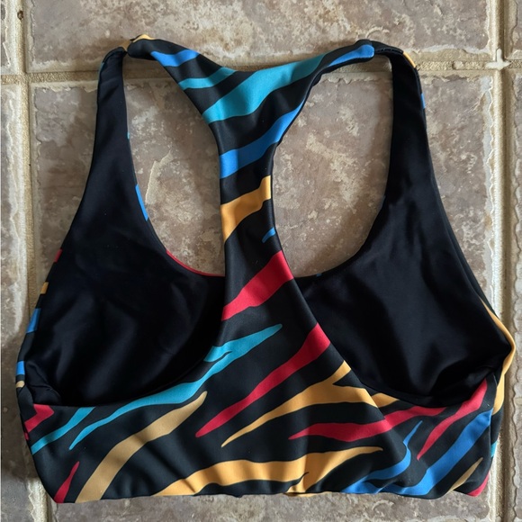 Beach Riot Colorful Zebra Print Sports Bra / Bikini Top - Picture 2 of 5